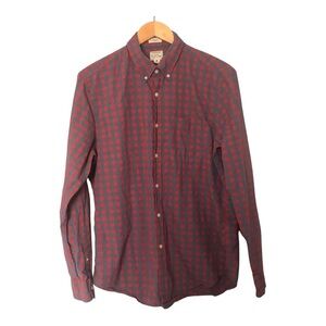 J. Crew Men's Red and Blue Checkered Shirt Size M
